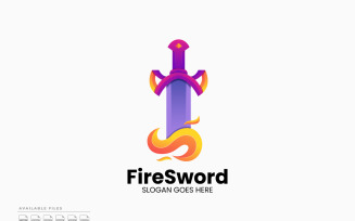 Fire Sword Gradient Colorful Logo