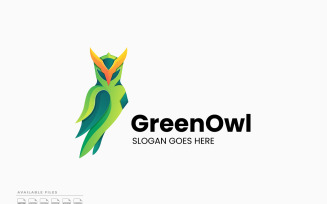 Green Owl Gradient Color Logo