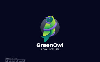 Green Owl Gradient Logo Template