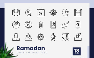 Ramadan Outline Icons Set