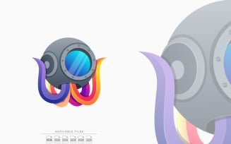 Diving Helmet Colorful Logo Illustration