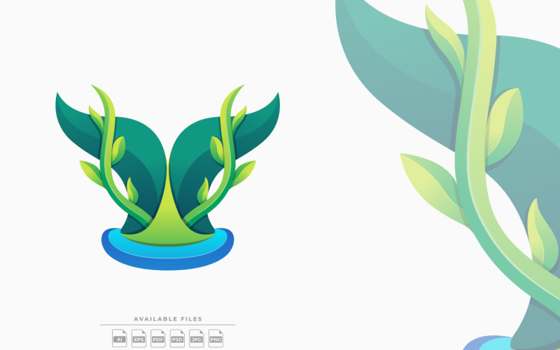 Green Whale Colorful Logo Illustration