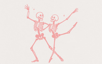 Dancing Skeletons PNG, Halloween PNG, Spooky Season PNG, Funny Pink Skeletons Digital Download,