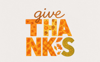 Give Thanks PNG, Fall Thanksgiving Shirt, Autumn Leaves PNG, Pumpkin Graphic, Grateful Quote, Plaid