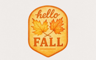 Hello Fall PNG, Autumn Watercolor Fall Leaves PNG, Fall Decor PNG Digital Download, Cute Hello Fall