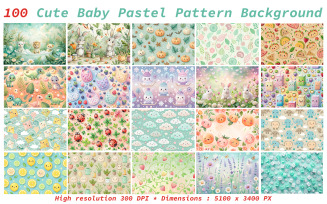 100 Cute Baby Pastel Pattern Background