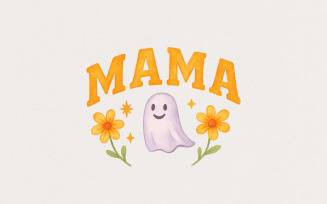 Mama PNG, Cute Ghost Floral Mother's Day Sublimation, Retro Mama Shirt PNG, Gift for Mom, Trendy