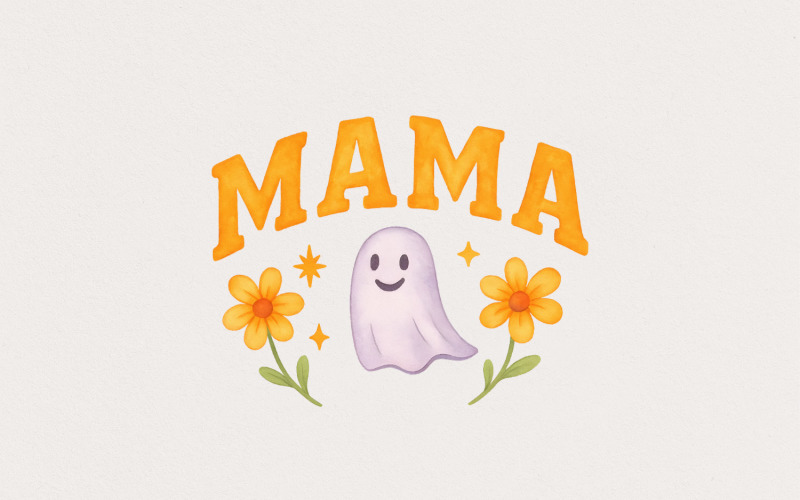 Mama PNG, Cute Ghost Floral Mother's Day Sublimation, Retro Mama Shirt PNG, Gift for Mom, Trendy Illustration
