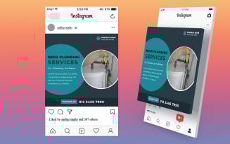 Modern Plumbing Company Promotion Social Media Post Template for Instagram and Facebook Marketing