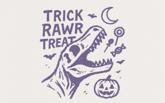Trick Rawr Treat Dinosaur PNG, Cute Halloween Candy Shirt, T Rex Pumpkin Art, Funny Dinosaur
