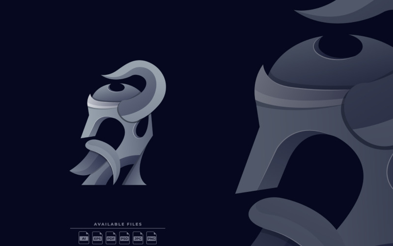 Viking Helmet Colorful Logo Illustration