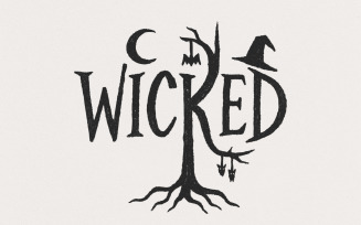 Wicked PNG, Halloween PNG, Retro Halloween png, Spooky Art, Gothic Christmas Tree, Ghost Witch, Bat