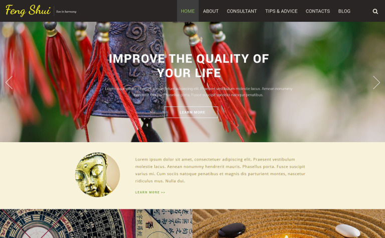 Feng Shui Parallax Website Template Big Screenshot Feng Shui Responsive Website Template New Screenshots BIG