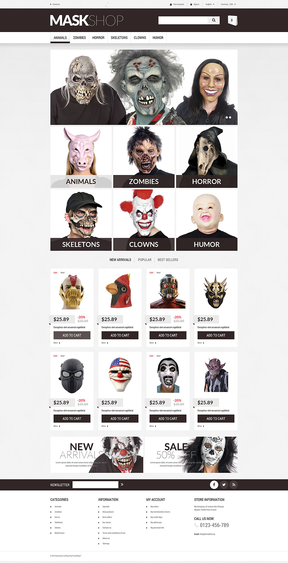 Masquerade Mask PrestaShop Theme New Screenshots BIG