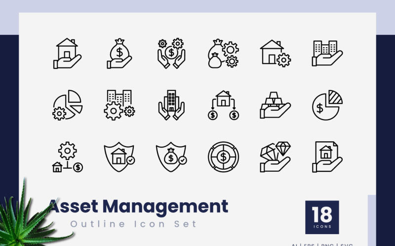 Asset Management Outline Icons Icon Set