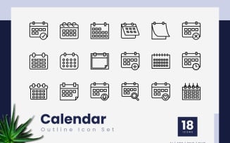 Calendar Outline Icon Set
