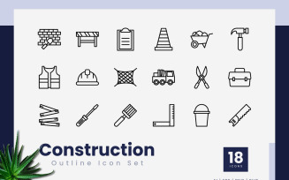 Construction Outline Icon Set