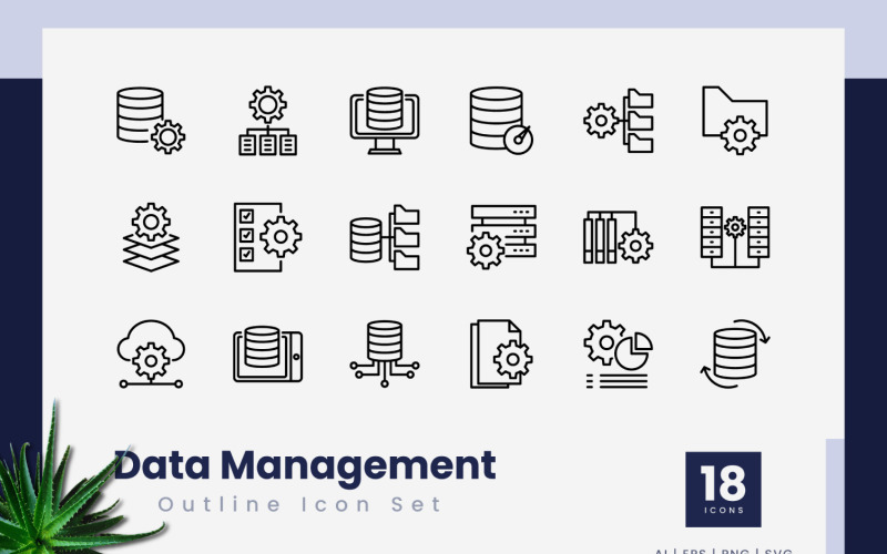 Data Management Outline Icons Icon Set