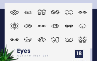 Eyes Outline Black Icon Set