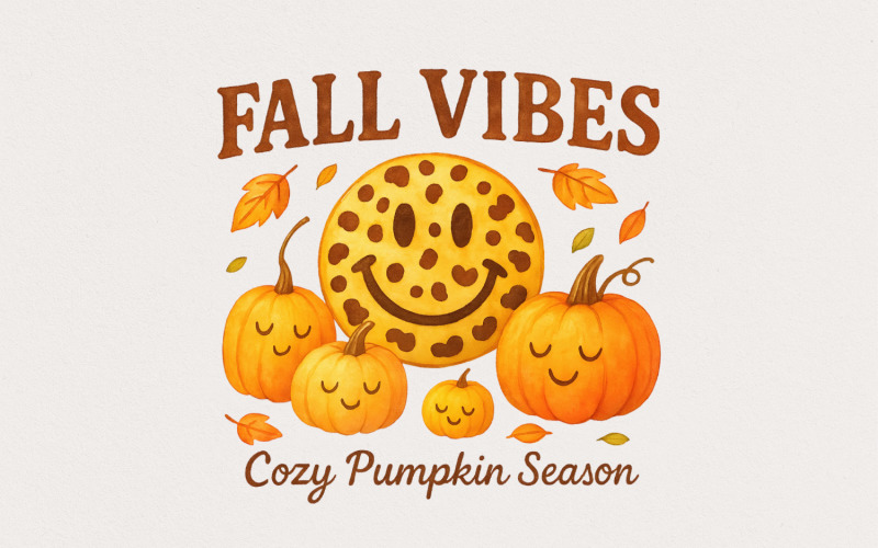 Fall Vibes Cozy Pumpkin Season PNG, Pumpkin PNG, Fall PNG, Cute Autumn Shirt Clipart, Thanksgiving Illustration