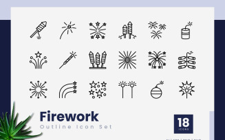 Firework Outline Icon Set