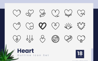 Heart Outline Black Icon Set
