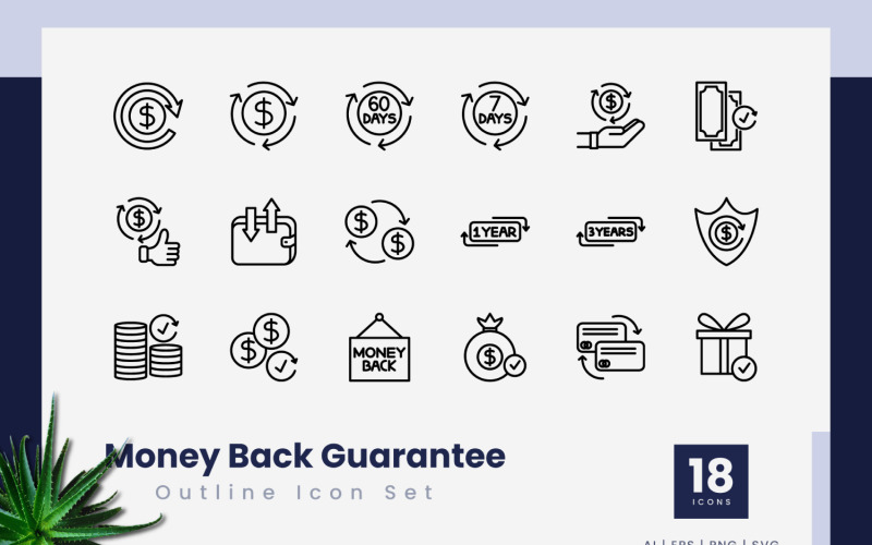 Money Back Guarantee Outline Icons Icon Set