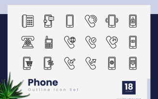 Phone Outline Black Icon Set