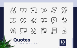 Quotes Outline Black Icon Set