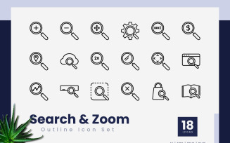 Search and Zoom Outline Icons