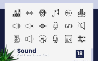 Sound Outline Black Icon Set