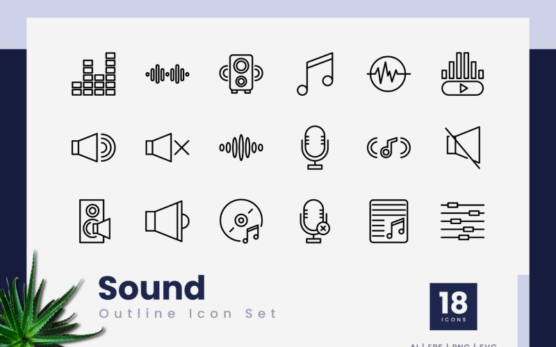 Sound Outline Black Icon Set