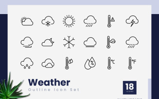 Weather Outline Black Icon Set