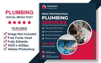 Creative Plumbing Maintenance Social Media Post PSD Template for Home Repair Promotions