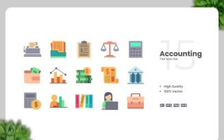 15 Accounting Flat Icons Set