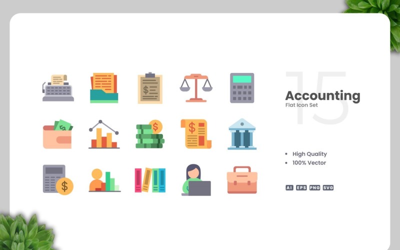 15 Accounting Flat Icons Set Icon Set