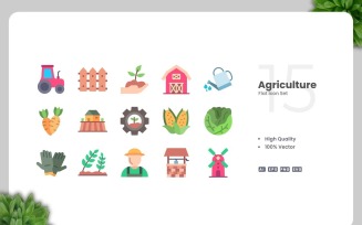15 Agriculture Flat Icons Set