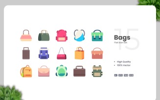 15 Bags Flat Icons Collection