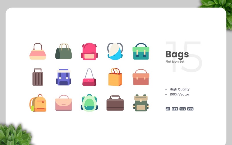 15 Bags Flat Icons Collection Icon Set