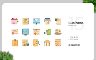 15 Business Flat Icons Set