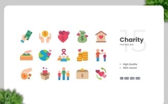15 Charity Flat Icons Set
