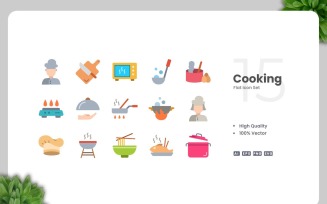 15 Cooking Flat Icons Set