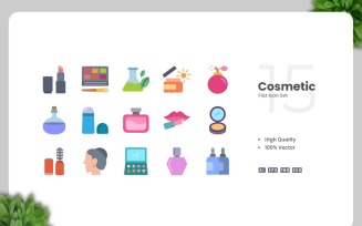 15 Cosmetic Flat Icons Set