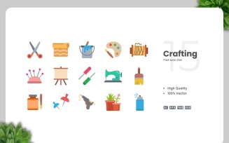 15 Crafting Flat Icons Set