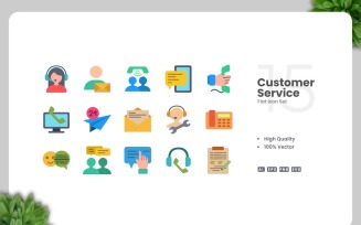 15 Customer Service Flat Icons Set
