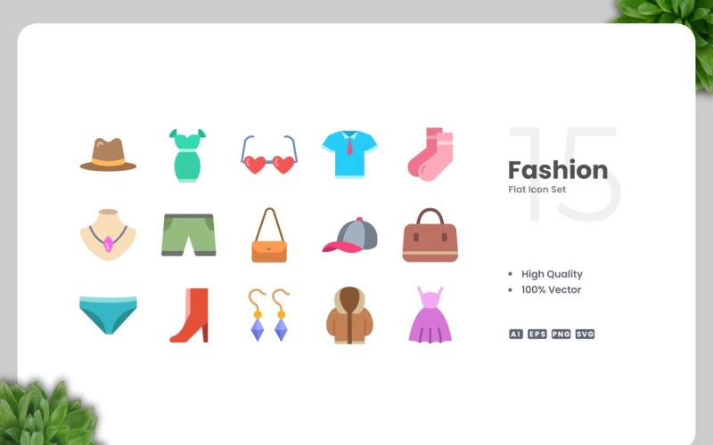15 Fashion Flat Icons Set Icon Set