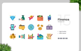 15 Finance Flat Icons Set