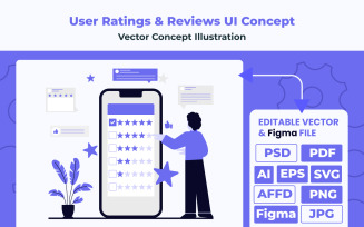 User Ratings & Reviews UI Concept Vector Illustration