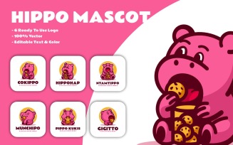 Cute Hippopotamus Mascot Bundle