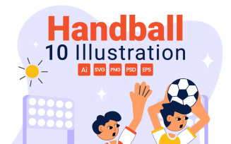 10 Handball Sports Illustration
